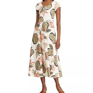 CHAPS Botanical floral maxi dress w front lace up detailing and Safari vibe